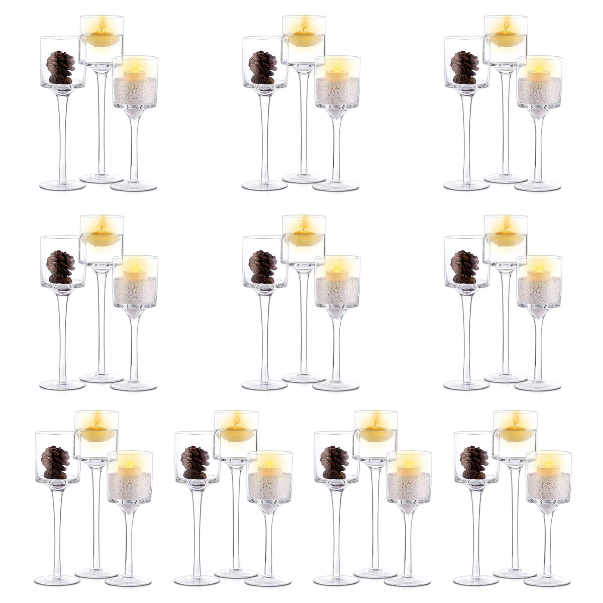 Glass Tealight Candle Holders – Tall Set of 3