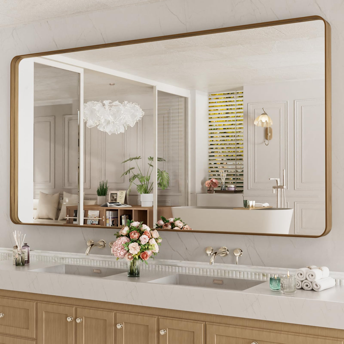 Rounded Rectangle Vanity Mirror – Metal Frame
