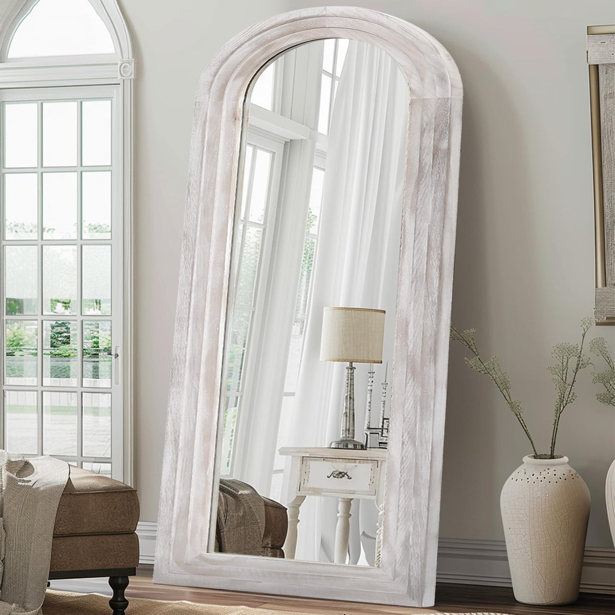 Arched Full-Length Mirror – Solid Wood Frame
