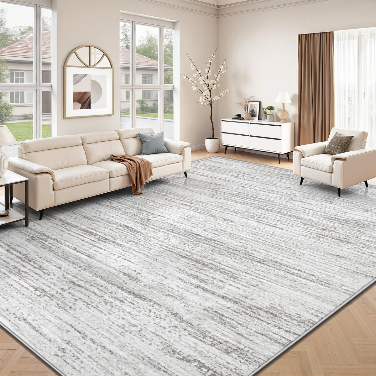 Washable Area Rug with Modern Printed Design