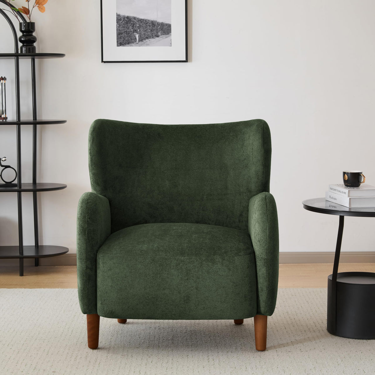Velvet Wingback Accent Chair – Mid-Century Design