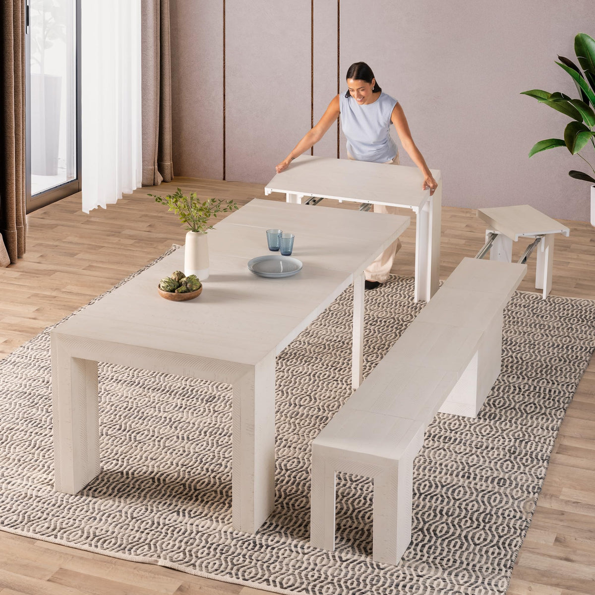 Solid Wood Extendable Dining Table for 2 to 12