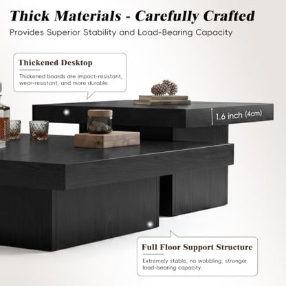 Square Nesting Coffee Tables – Modern Wood Set of 2