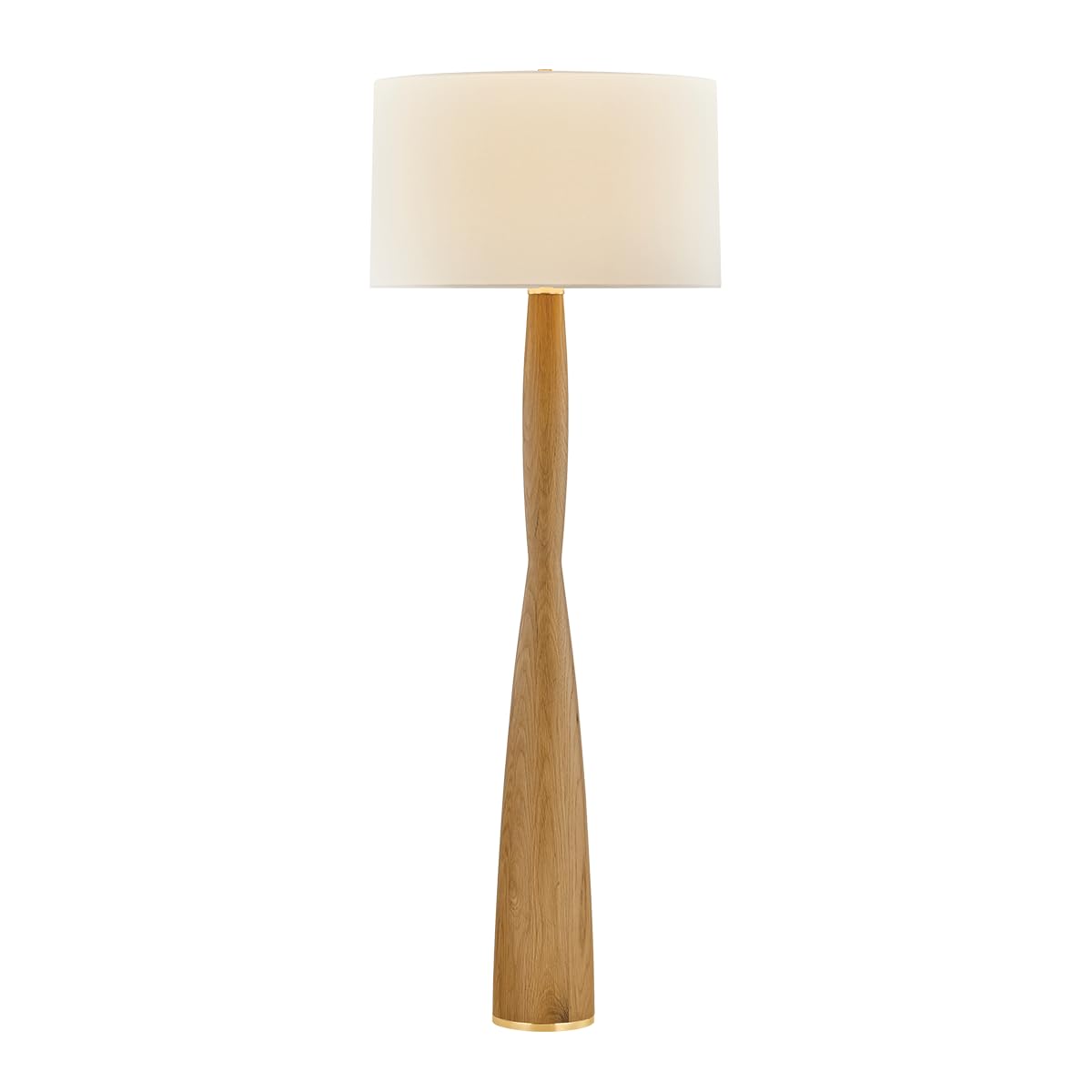Wood Floor Lamp with Aged Brass Finish