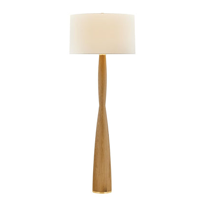 Wood Floor Lamp with Aged Brass Finish