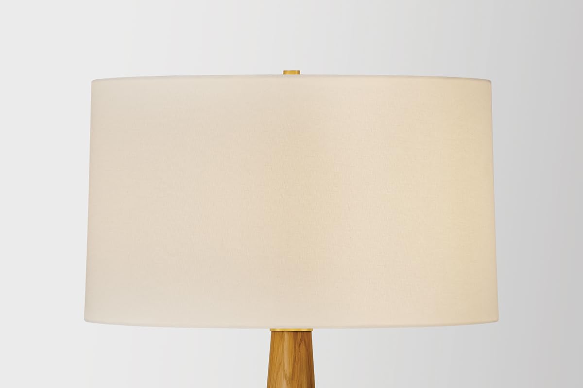 Wood Floor Lamp with Aged Brass Finish