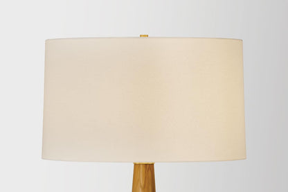 Wood Floor Lamp with Aged Brass Finish