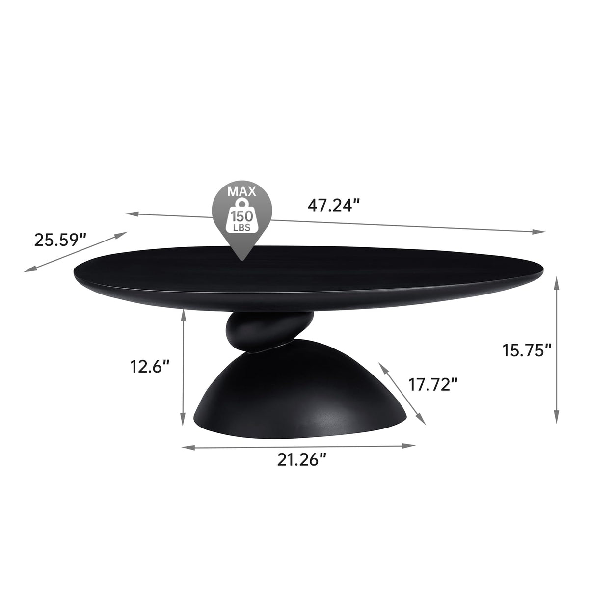Oval Fiberglass Coffee Table with Minimalist Design