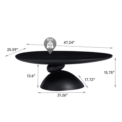 Oval Fiberglass Coffee Table with Minimalist Design