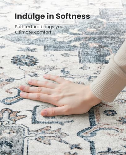 Washable Area Rug with Vintage Low Profile Design