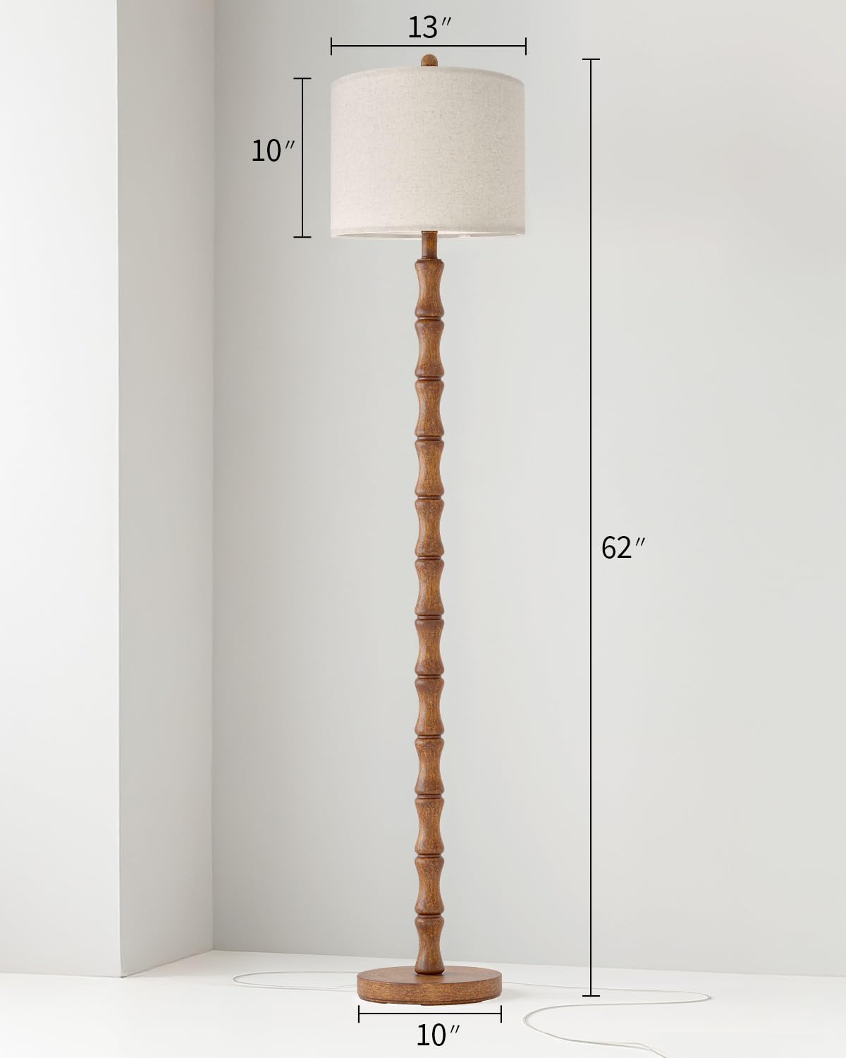 62 Inch Farmhouse Floor Lamp with Rustic Design