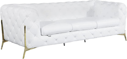 Italian Leather Sofa – Modern Tufted Design