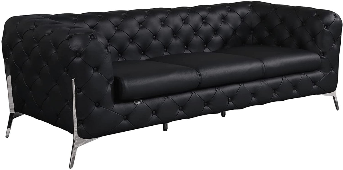 Italian Leather Sofa – Modern Tufted Design
