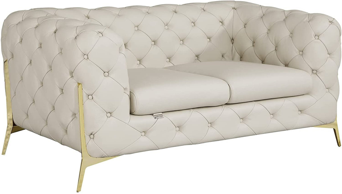 Italian Leather Sofa – Modern Tufted Design