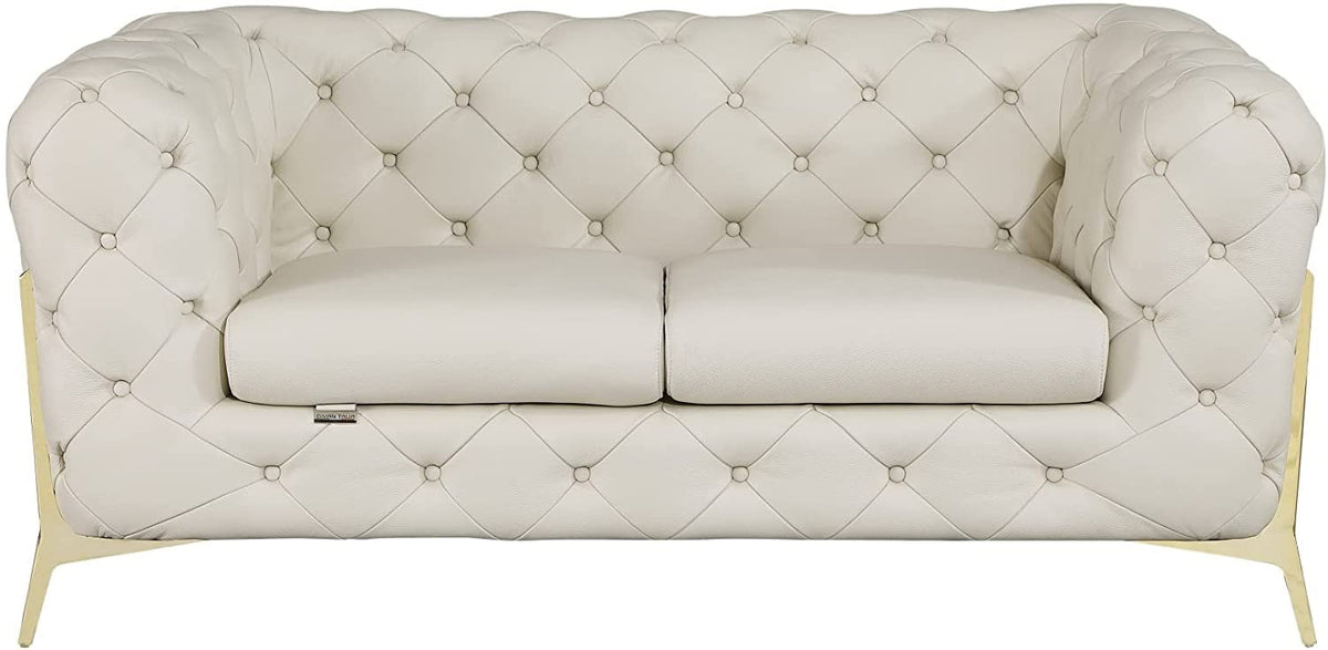 Italian Leather Sofa – Modern Tufted Design