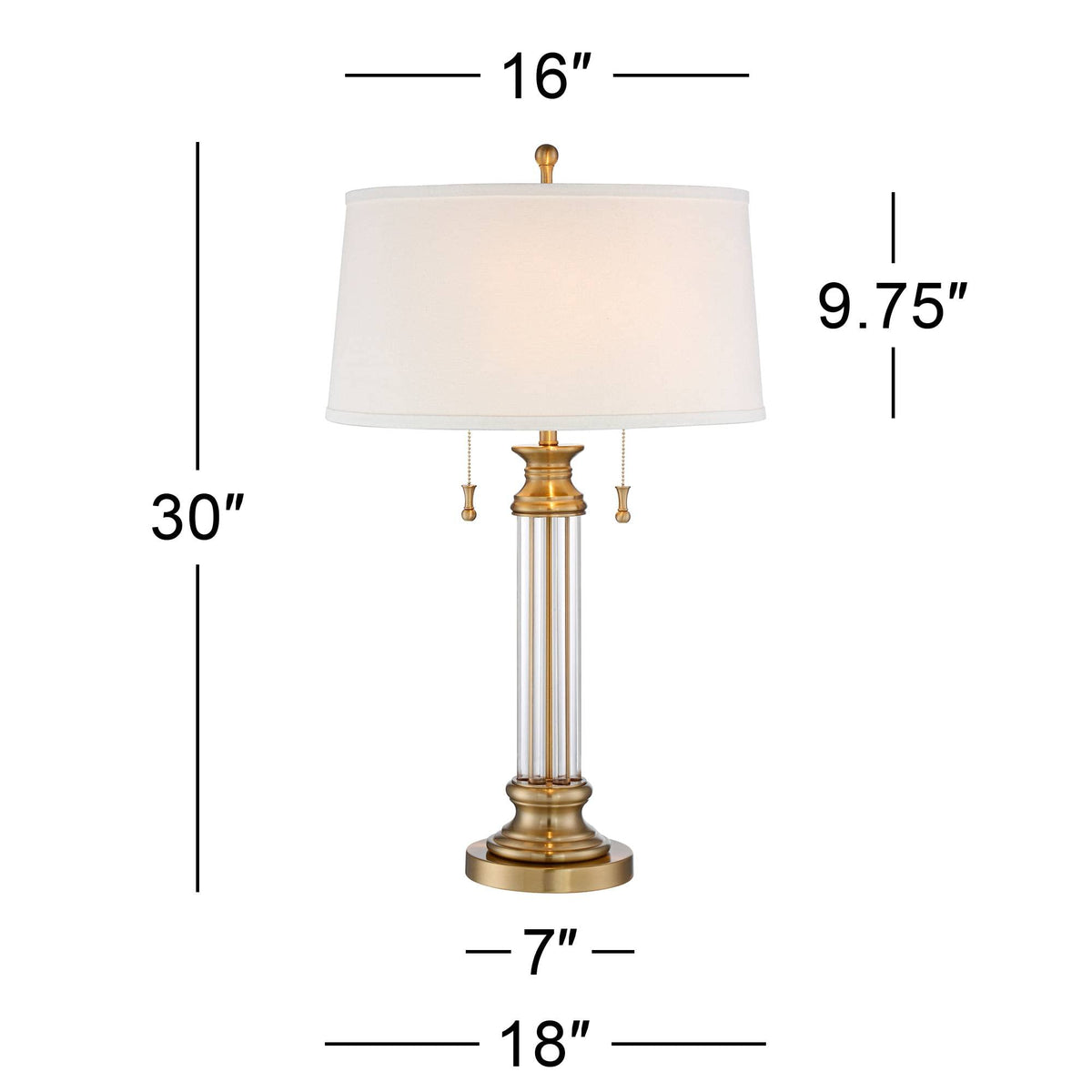 Rolland 30" Large Table Lamps Set of 2 Gold Brass Glass Antique