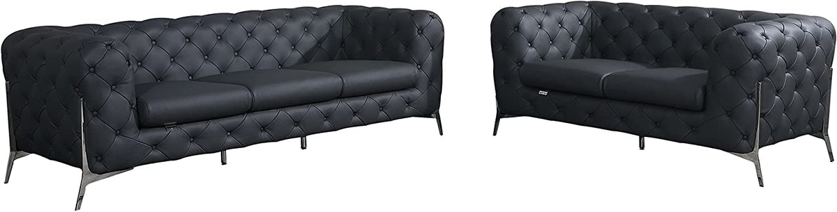 Italian Leather Sofa – Modern Tufted Design