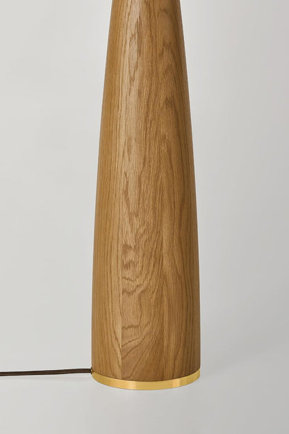 Wood Floor Lamp with Aged Brass Finish