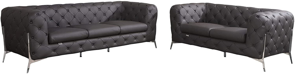 Italian Leather Sofa – Modern Tufted Design