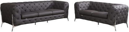 Italian Leather Sofa – Modern Tufted Design