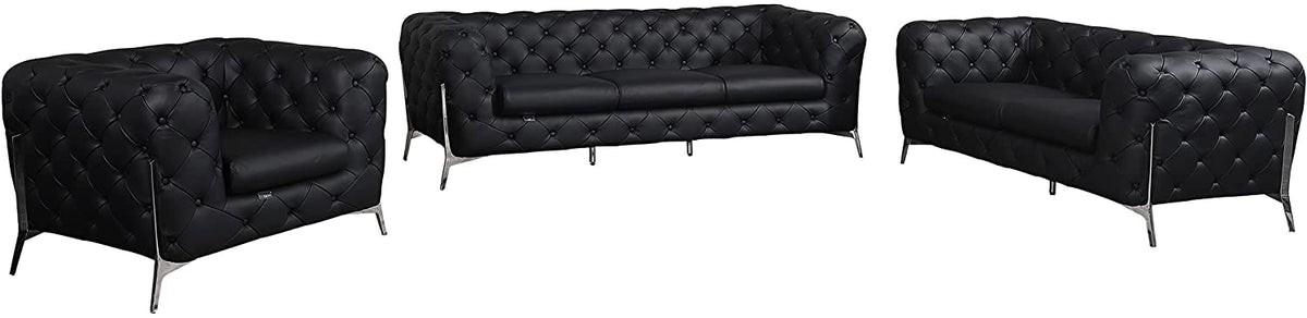 Italian Leather Sofa – Modern Tufted Design