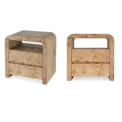 Cora Burl Nightstands with 2 Drawers Set of 2