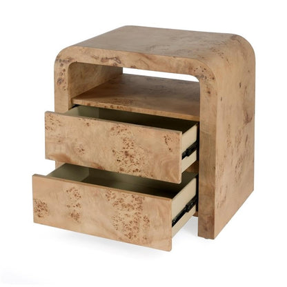 Cora Burl Nightstands with 2 Drawers Set of 2