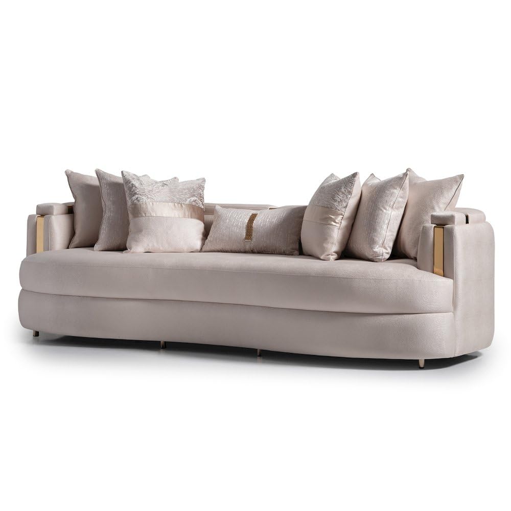 Mansion Sofa – Almond & Gold Luxury Design