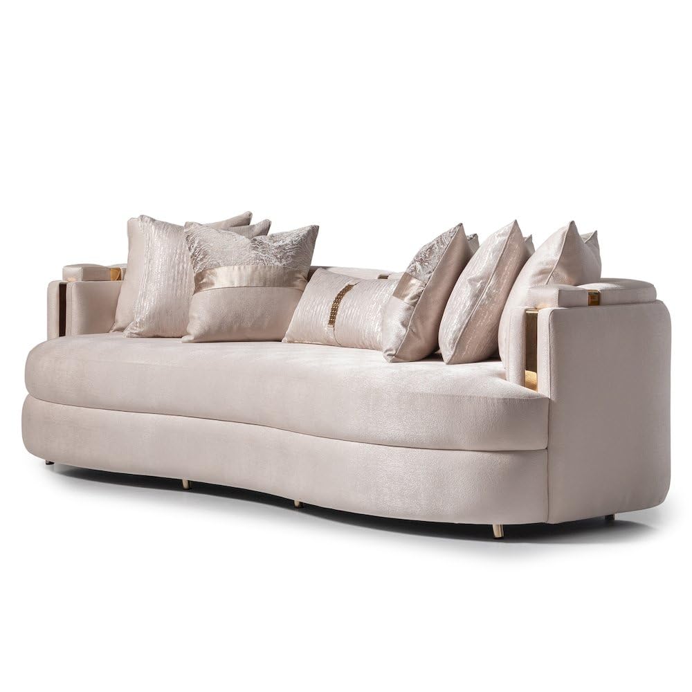Mansion Sofa – Almond & Gold Luxury Design