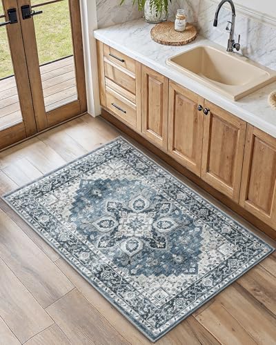 Washable Area Rug with Vintage Low Profile Design