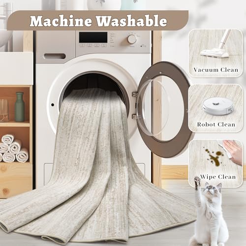 Washable Area Rug with Modern Printed Design