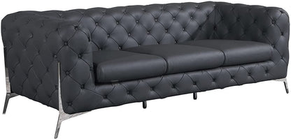Italian Leather Sofa – Modern Tufted Design