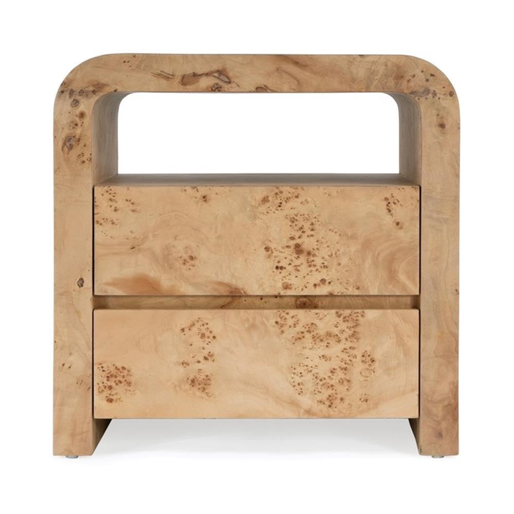 Cora Burl Nightstands with 2 Drawers Set of 2