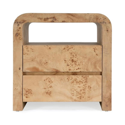 Cora Burl Nightstands with 2 Drawers Set of 2