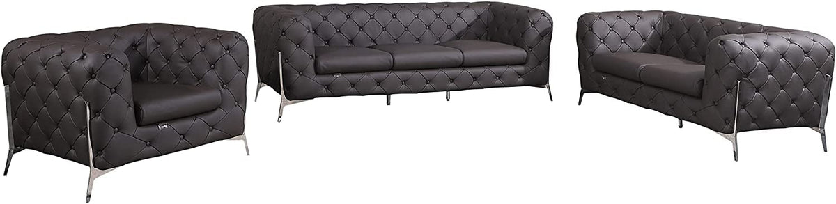 Italian Leather Sofa – Modern Tufted Design