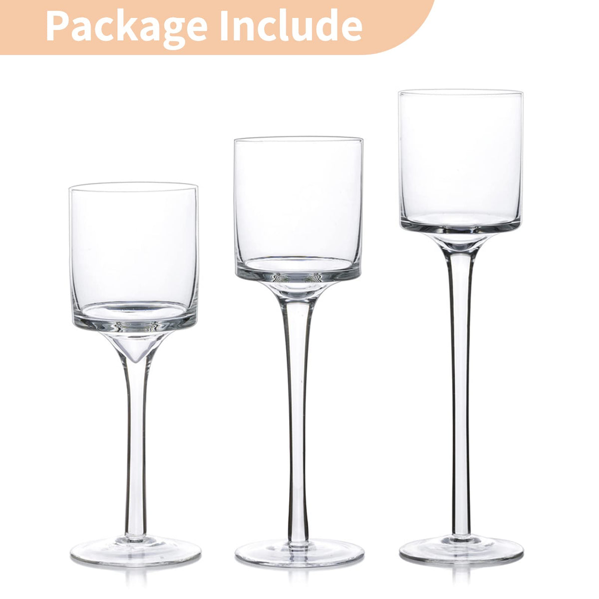 Glass Tealight Candle Holders – Tall Set of 3