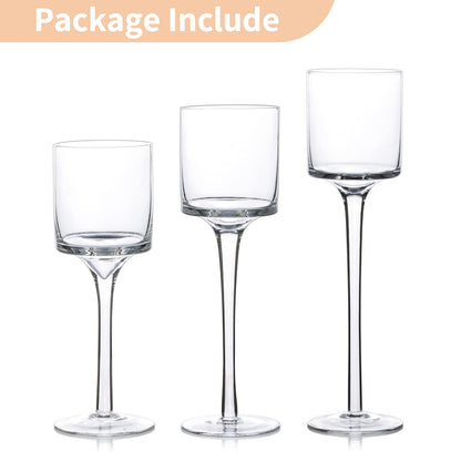 Glass Tealight Candle Holders – Tall Set of 3