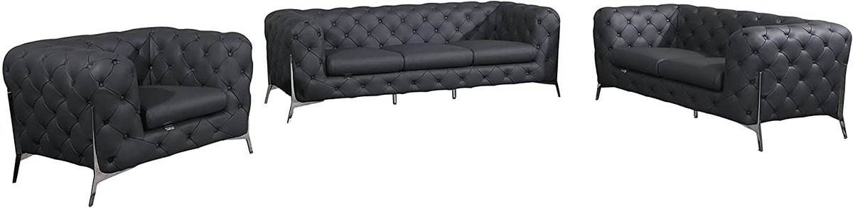 Italian Leather Sofa – Modern Tufted Design