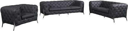 Italian Leather Sofa – Modern Tufted Design