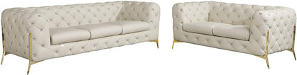 Italian Leather Sofa – Modern Tufted Design