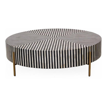 48" Round Coffee Table – Art Deco Resin Design