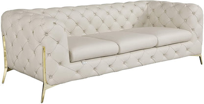Italian Leather Sofa – Modern Tufted Design