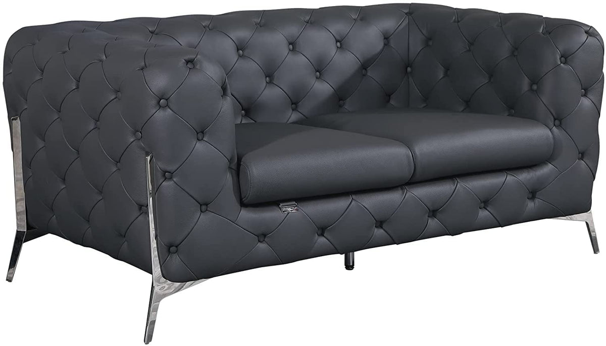 Italian Leather Sofa – Modern Tufted Design