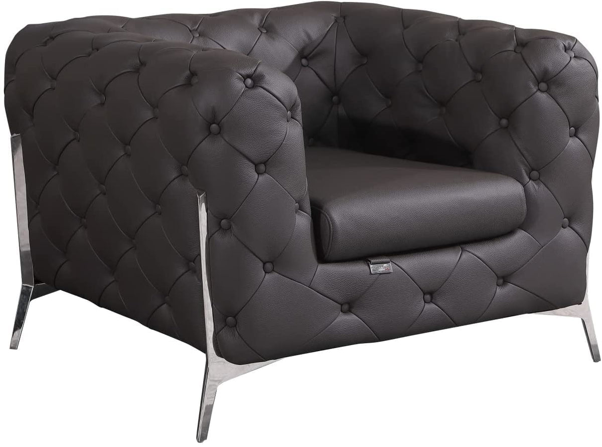 Italian Leather Sofa – Modern Tufted Design