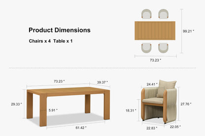 Teak Outdoor Dining Set with Woven Rattan