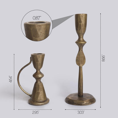 Iron Taper Candle Holders – Antique Brass Set