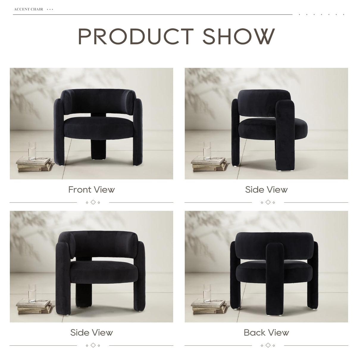 Velvet Barrel Accent Chair – Modern 3-Leg Design