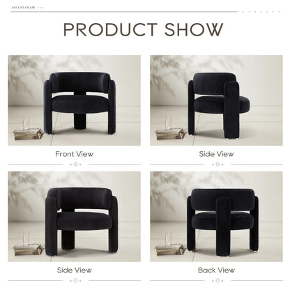 Velvet Barrel Accent Chair – Modern 3-Leg Design