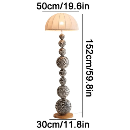 Zebra Pattern Wood Floor Lamp with Linen Shade
