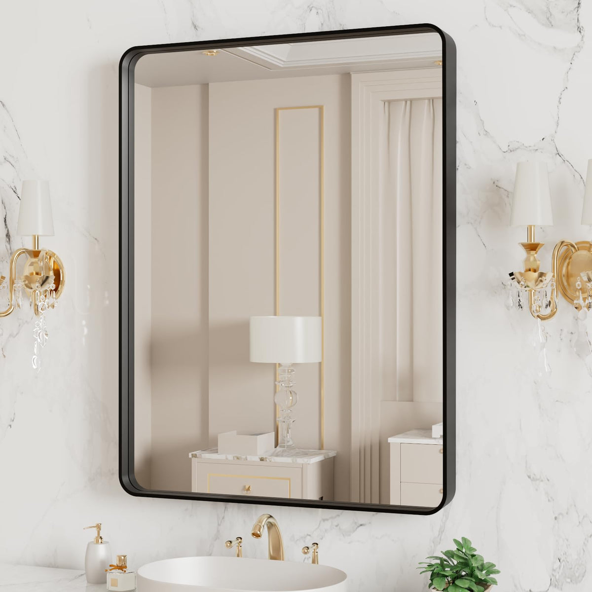 Rounded Rectangle Vanity Mirror – Metal Frame